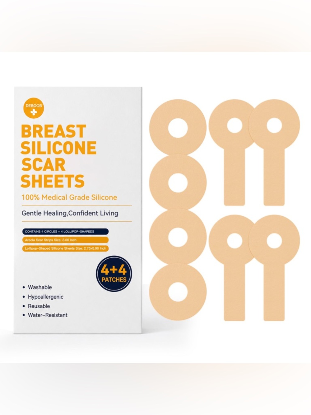 Breast Silicone Scar Sheets - Beige- Protected in Sealed Box!